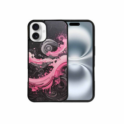 iPhone 16 Plus Case — Van Gogh Swirl Black Pink Ink, Customized Protective Case