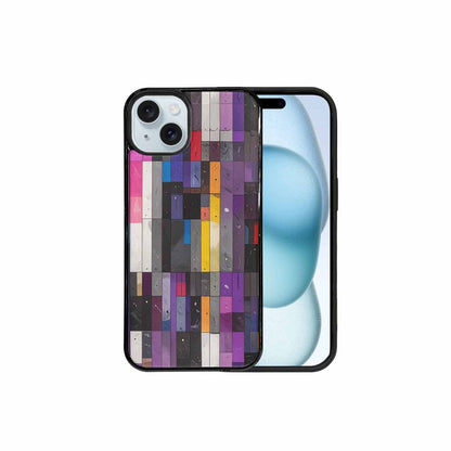 iPhone 15 Plus Case — Asexual Flag Color Theme Small Rainbow, Unique Phone Case Design