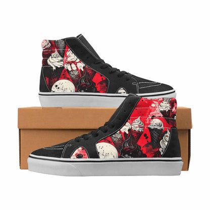 WOMEN'S Ice Cream Black & Red Ink High Top Canvas Custom Fashion Melting Art Limited Edition Sneakers