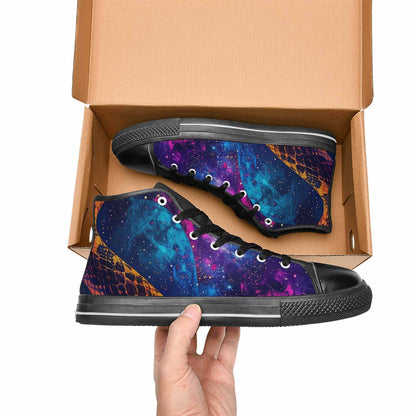 WOMEN'S Galaxy Snake Print High Top Canvas Surreal Sneakers