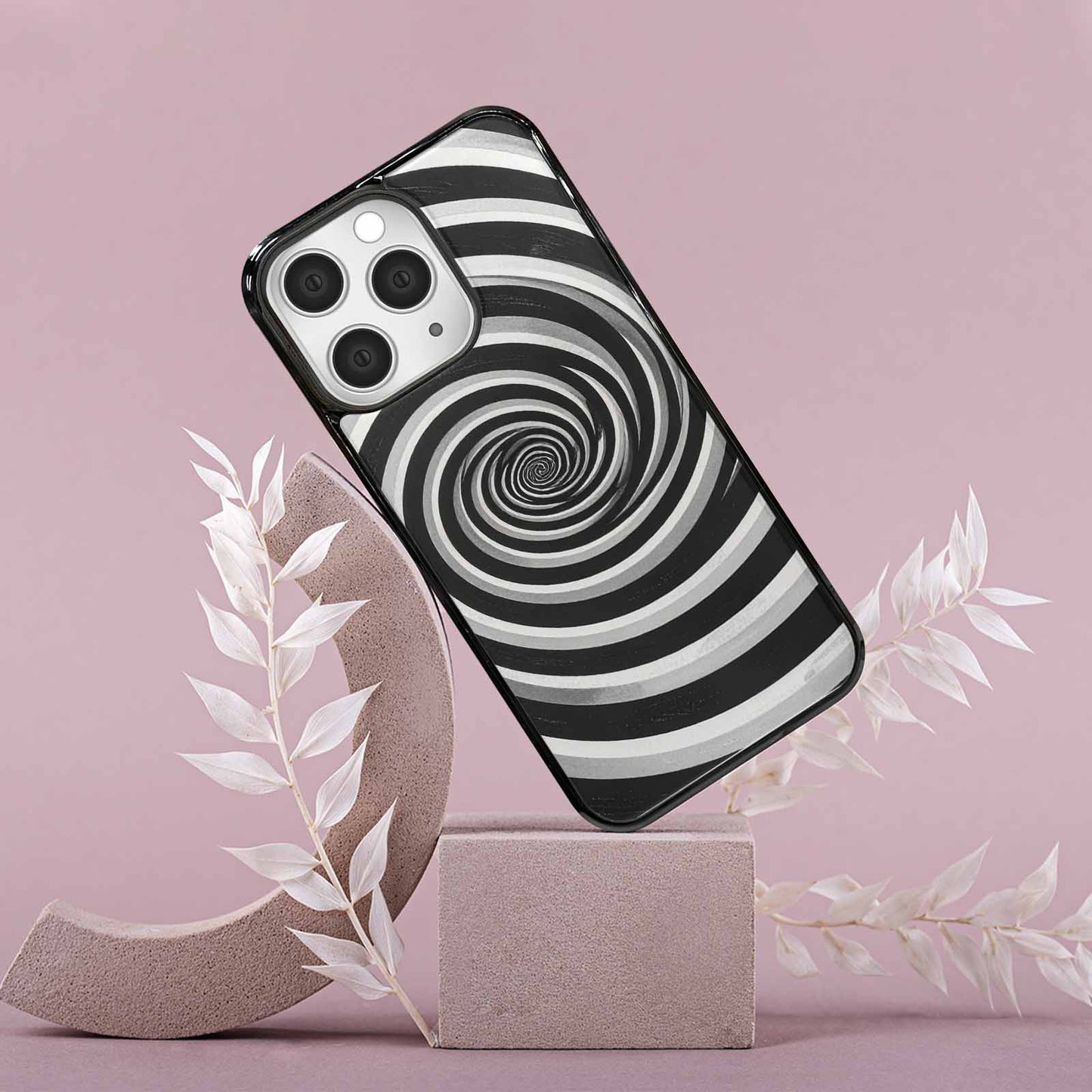 iPhone 15 Pro Max Case — Hypnotic Spiral Optical Illusion Motif High, Custom Phone Case