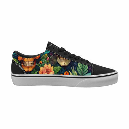 WOMEN'S Skulls  Botanical Skulls Lace-Up Canvas Kaleidoscope Custom Sneakers