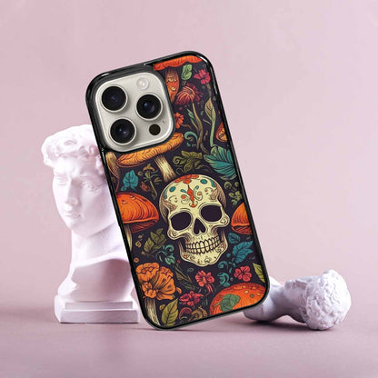 iPhone 16 Pro Case — Mushrooms And Skulls, Custom Print Case Cover