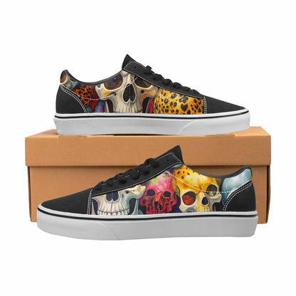 WOMEN'S Skulls  Animal Print Lace-Up Canvas Dark Academia Sneakers