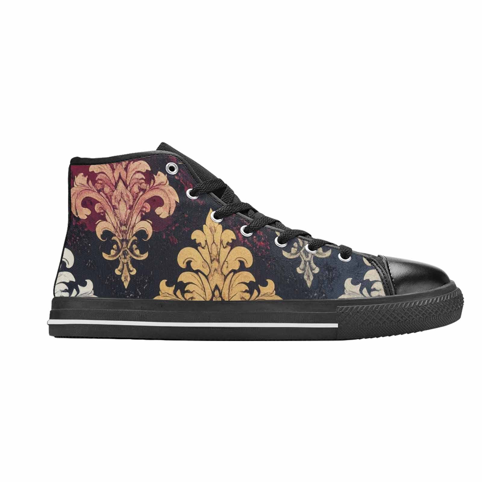 WOMEN'S Damask Ornamental Wallpaper High Top Canvas Vivid Sneakers