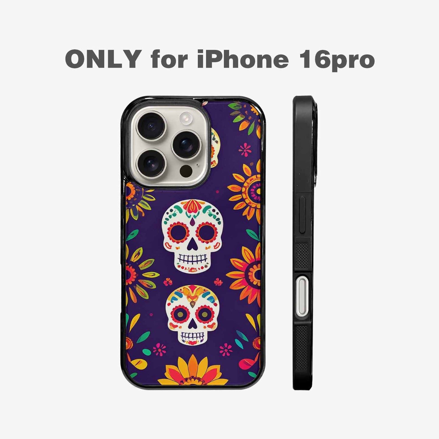 iPhone 16 Pro Case — Sunflowers Hundreds Of Skulls Art Seamless, Unique Phone Case Design