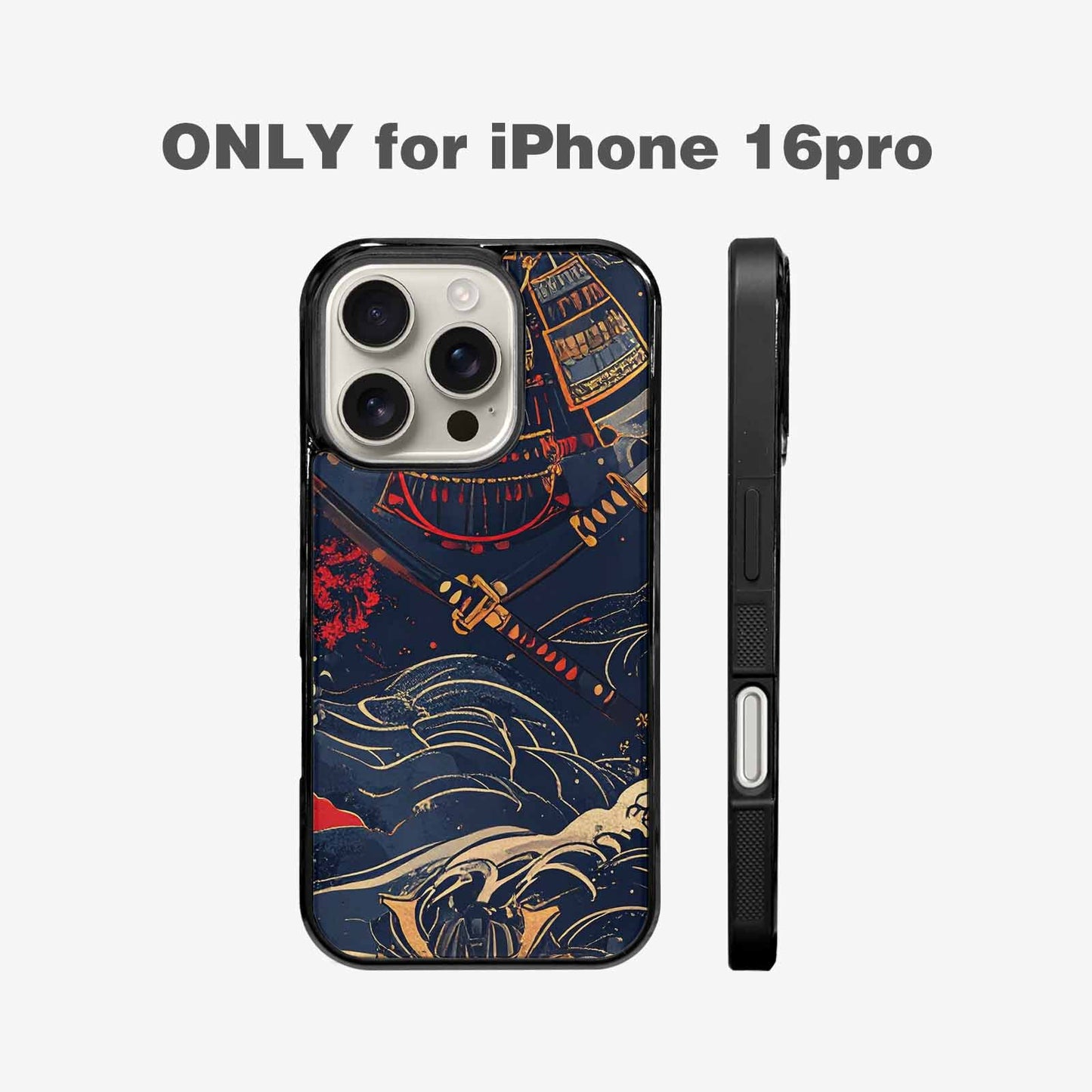 iPhone 16 Pro Case — Samurai Art Repeat Pattern, Original Design Phone Case