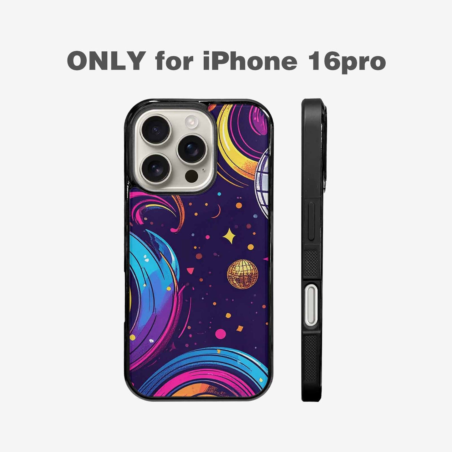 iPhone 16 Pro Case — 1970s Disco Cartoon Art Pattern, Unique Phone Case Design
