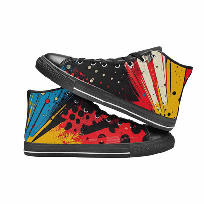 WOMEN'S Comic Book Halftone High Top Canvas Vibrant Chaos Custom Sneakers