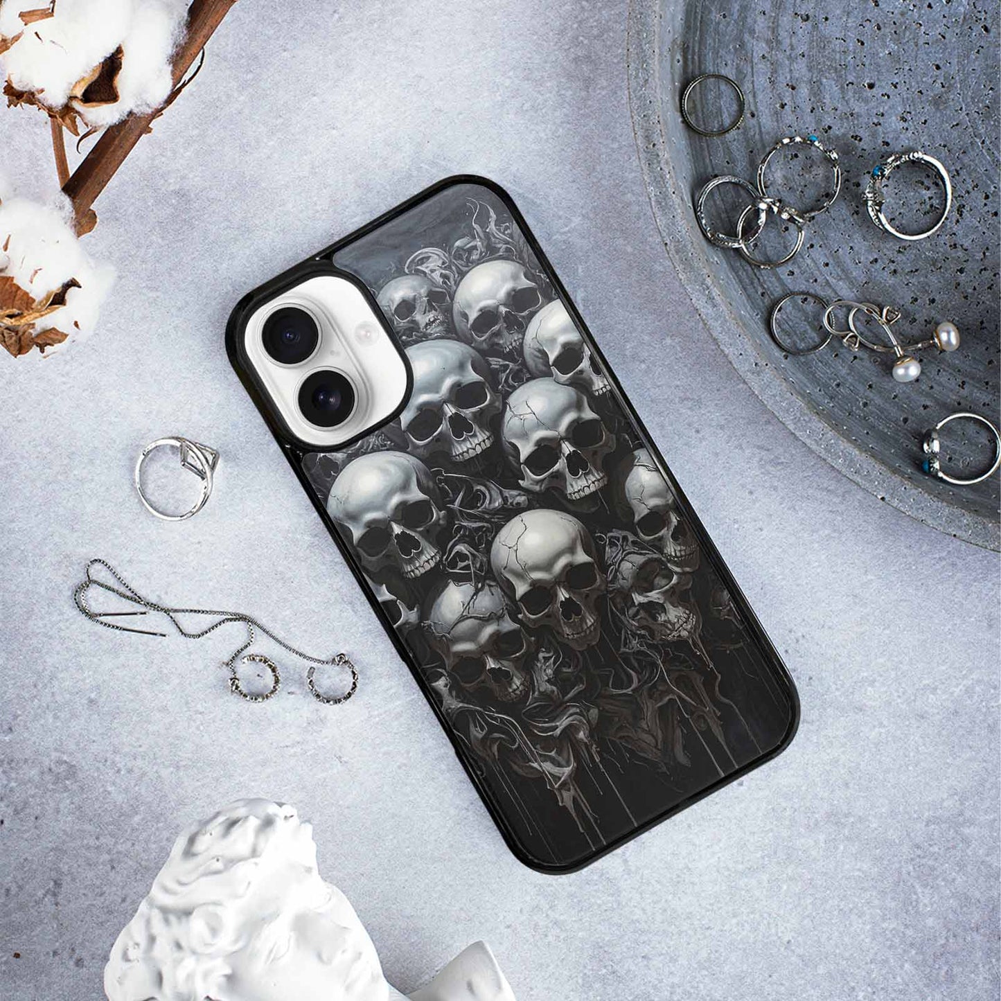 iPhone 16 Plus Case — Grey Dark Black And Grey Tones, Unique Phone Case Design
