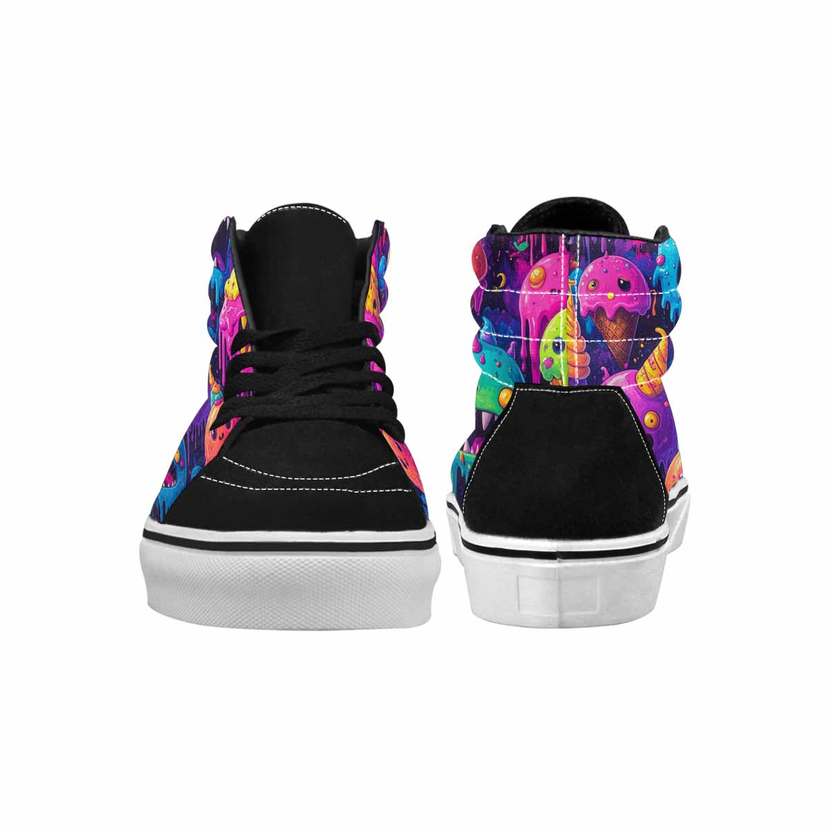 MEN'S Ice Cream Monsters  High Top Canvas Kaleidoscope Custom Sneakers