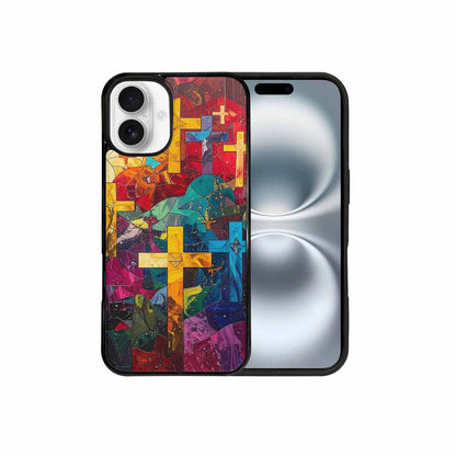 iPhone 16 Plus Case — Faith Cross And Faith Icons Pattern, Custom Printed Phone Case