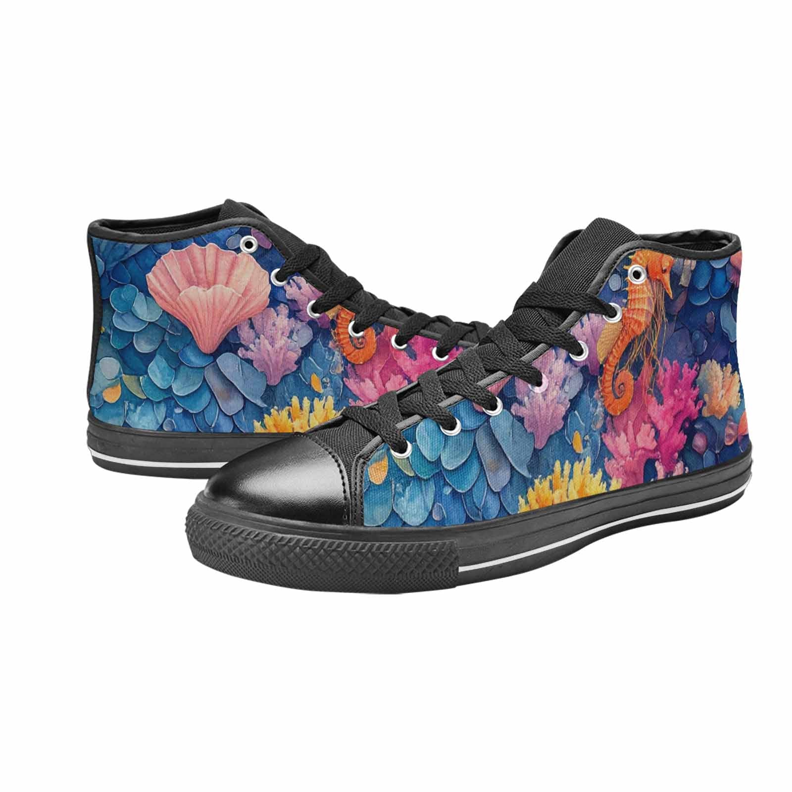 WOMEN'S Fish Scale Coral High Top Canvas Y2K Custom Shoes