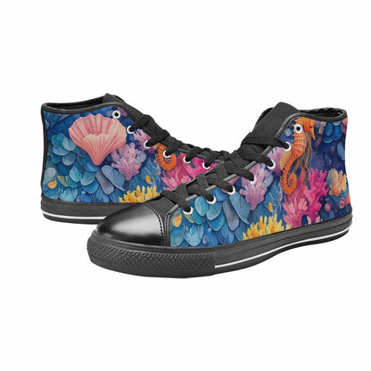 WOMEN'S Fish Scale Coral High Top Canvas Y2K Custom Shoes