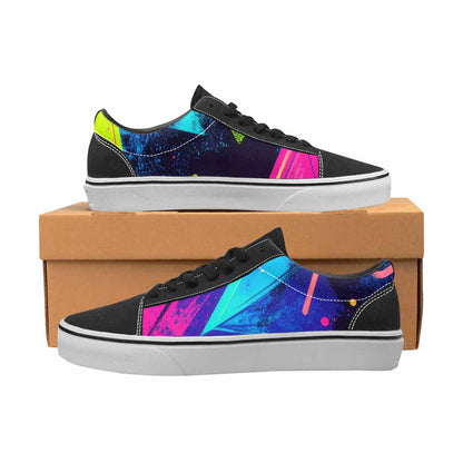 WOMEN'S Memphis Squiggles Triangles Dots Canvas Lace-Up Wallpaper Art Shoes