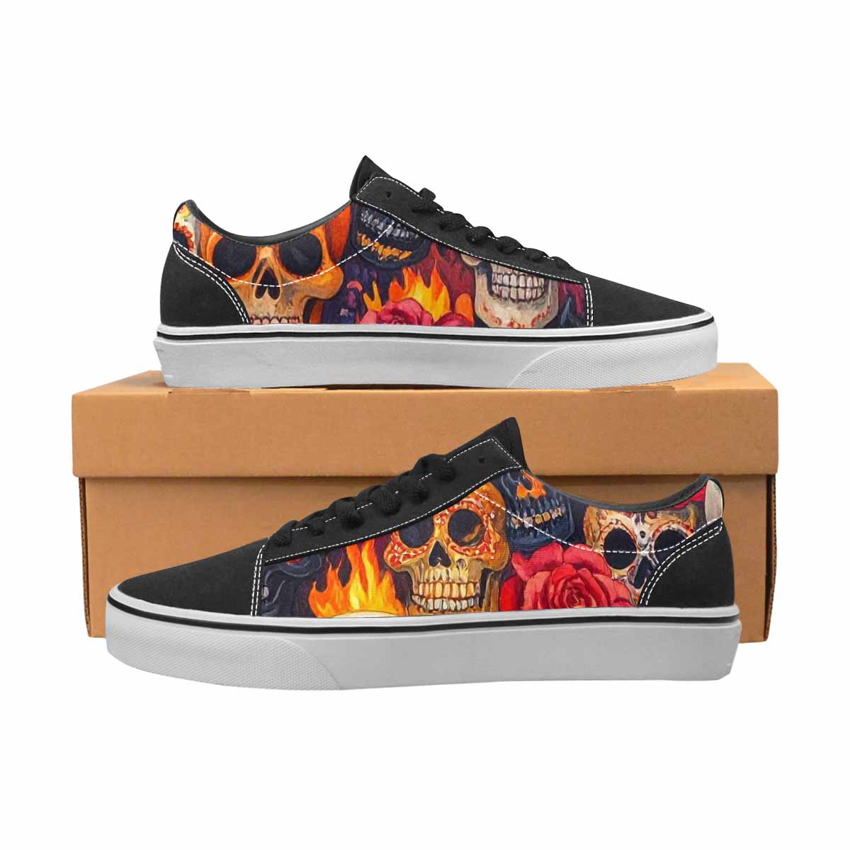 MEN'S Skull Canvas Lace-Up Aesthetic Custom Shoes