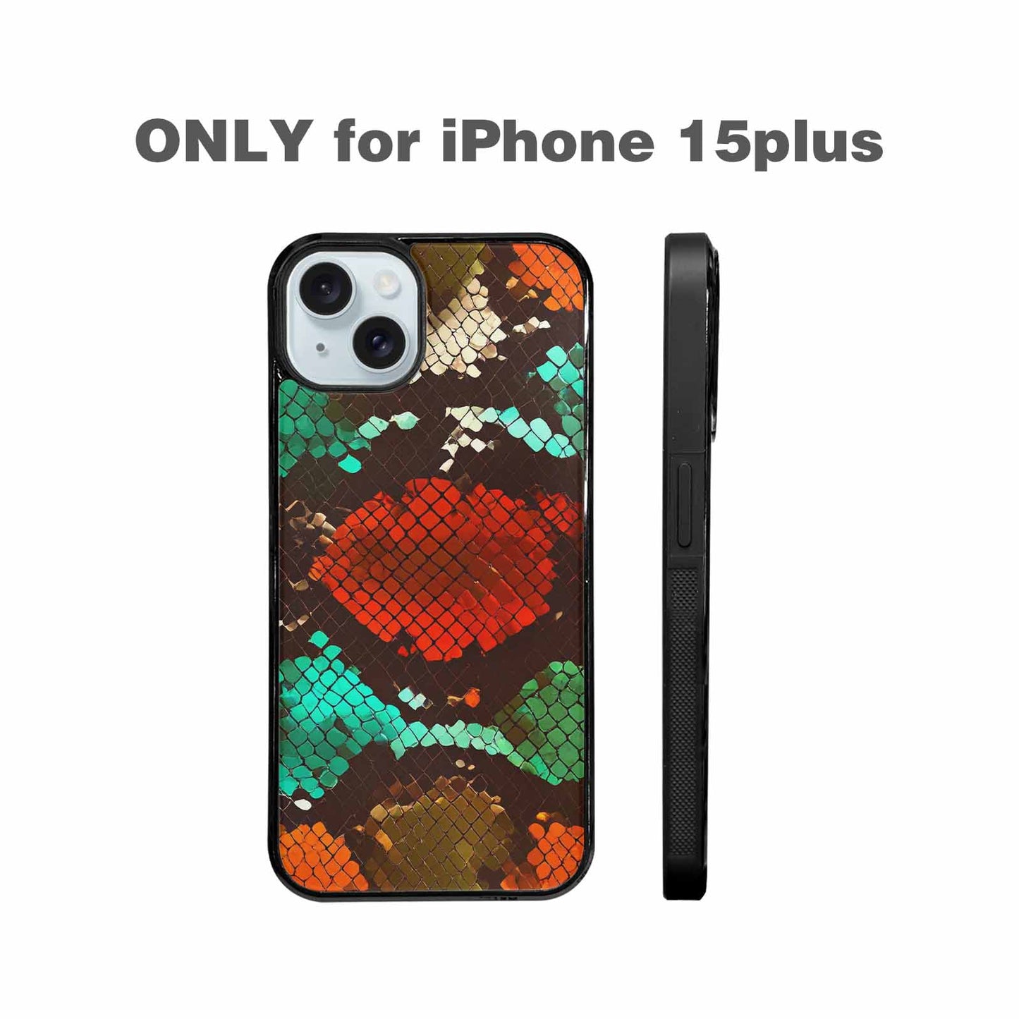 iPhone 15 Plus Case — Snake Print Dark Seamless Pattern Vibrant, Original Design Phone Case