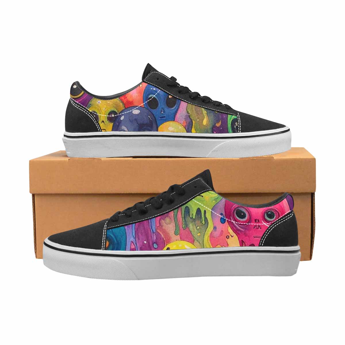 WOMEN'S Aliens  Tie Dye Lace-Up Canvas Melting Art Sneakers