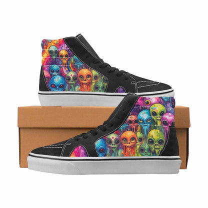 WOMEN'S Alien High Top Canvas Graphic Print Wallpaper Art Custom Shoes