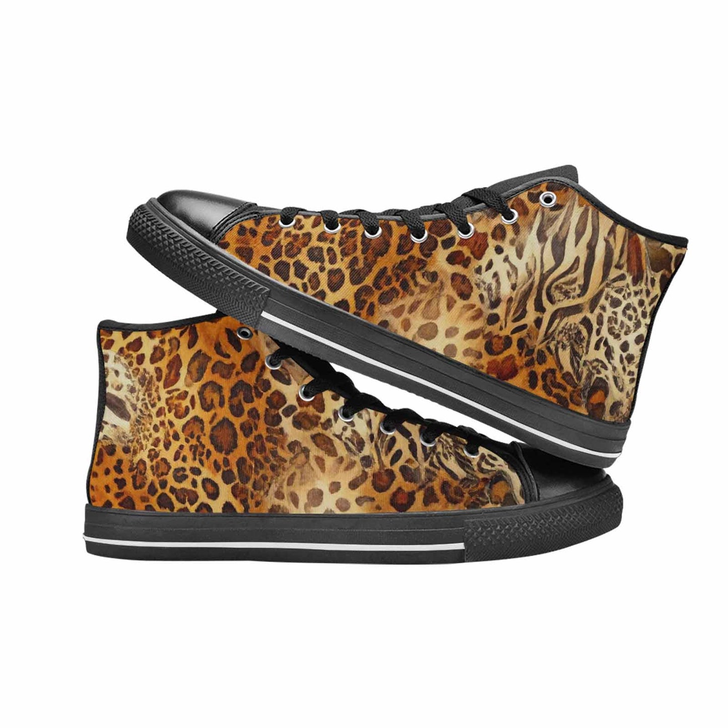 MEN'S Animal Print High Top Canvas Wallpaper Art Custom Shoes