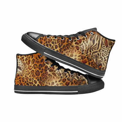 MEN'S Animal Print High Top Canvas Wallpaper Art Custom Shoes