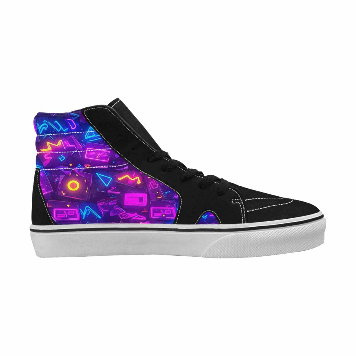 MEN'S 80s Retro Motif High Top Canvas Wallpaper Art Custom Sneakers