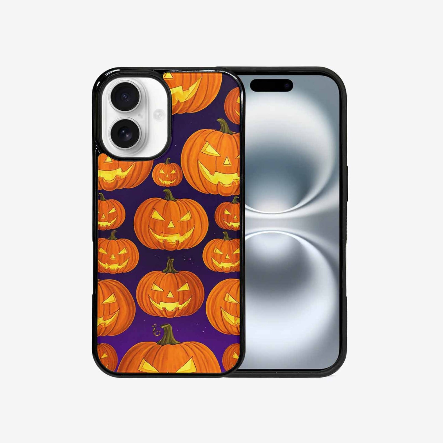 iPhone 16 Case — Halloween Jackolantern Purple Sky Custom, Personalized Phone Case