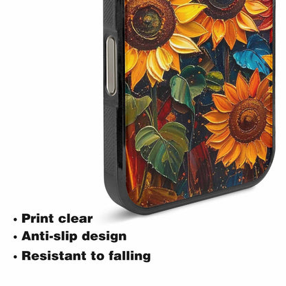 iPhone 16 Pro Case — Impressionist Sunflower Brushstroke Pattern Hundreds Of, Custom Printed Phone Case