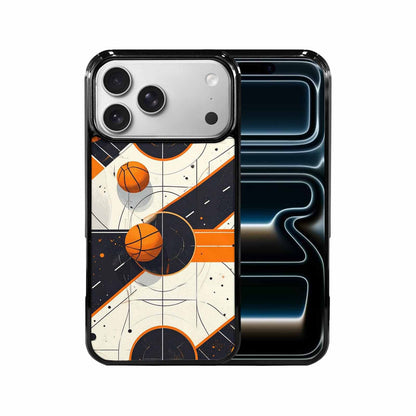 iPhone 17 Pro Max Case — Basketball Pattern, Court Lines Original Art, Unique Phone Case Design