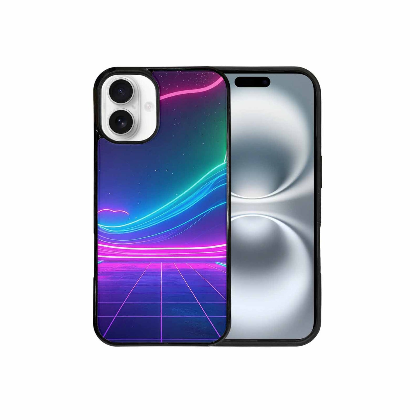 iPhone 16 Plus Case — 1980s Neon Cartoon Art Pattern, Personalized Phone Case