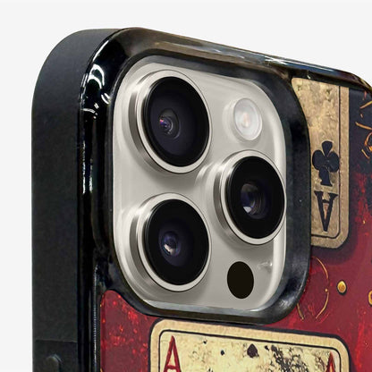 iPhone 15 Pro Max Case — Playing Card Suits Pattern Poker Chips, Custom Phone Case