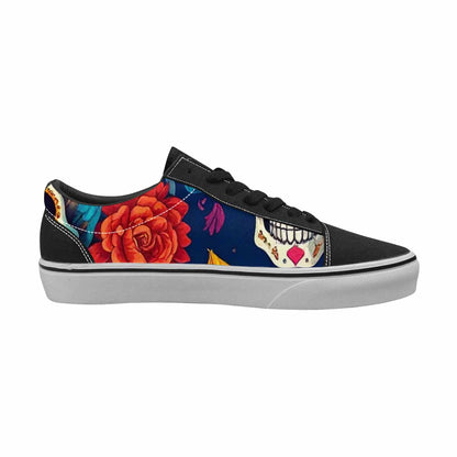 WOMEN'S Sunflower Skulls Print Canvas Lace-Up Vivid Shoes