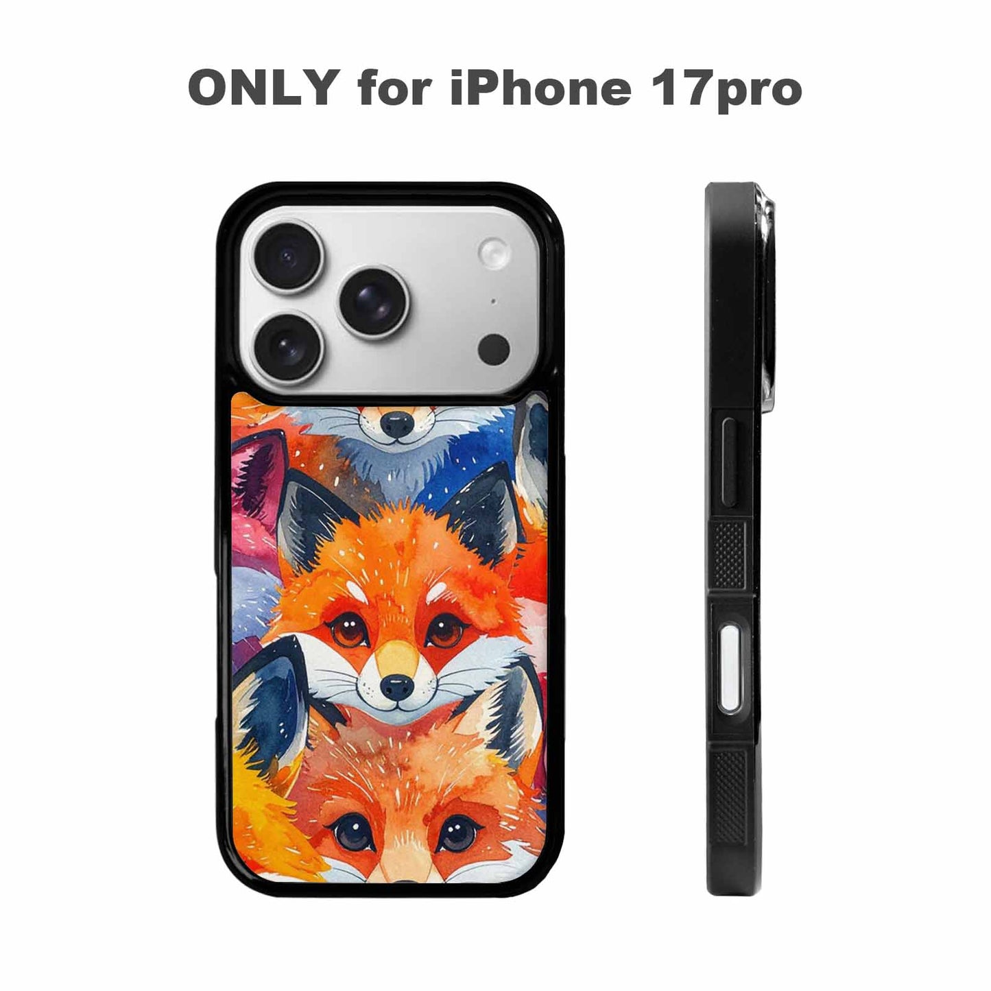 iPhone 17 Pro Case — Watercolor Kawaii Fox Faces Watercolor Abstract, Custom Printed Phone Case