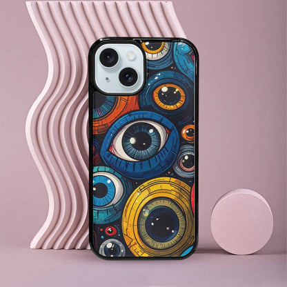 iPhone 15 Case — Cartoon Eyeballs, Unique Phone Case Design