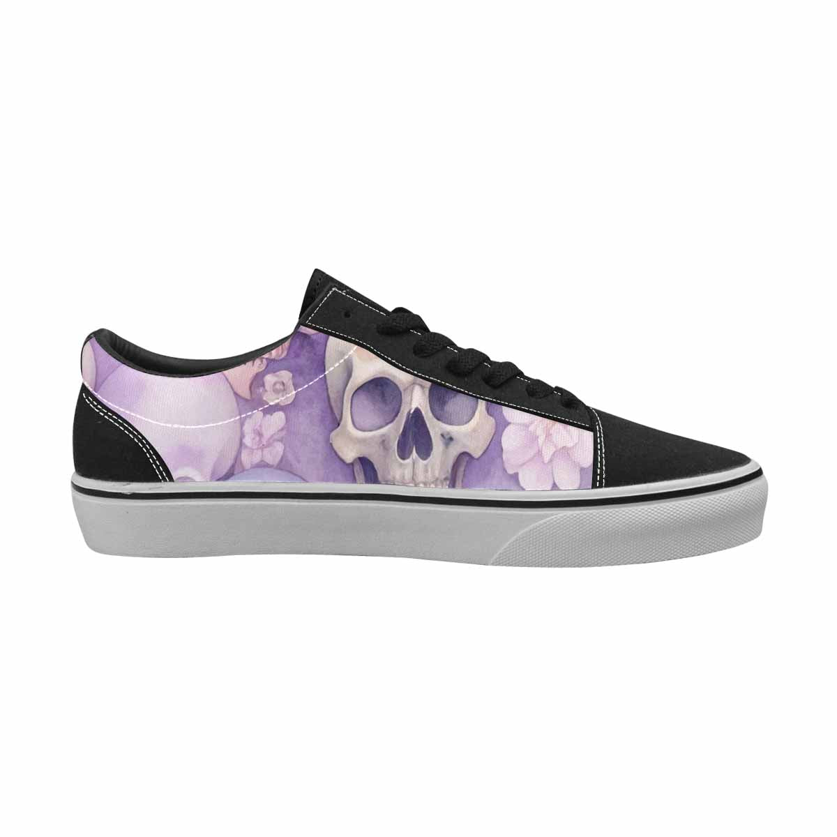 WOMEN'S Skulls - Pastel Canvas Lace-Up Grunge Custom Shoes