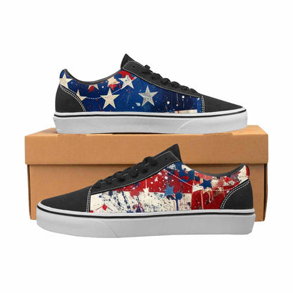 WOMEN'S Patriotic Stars Stripes Lace-Up Canvas Vibrant Chaos Custom Sneakers