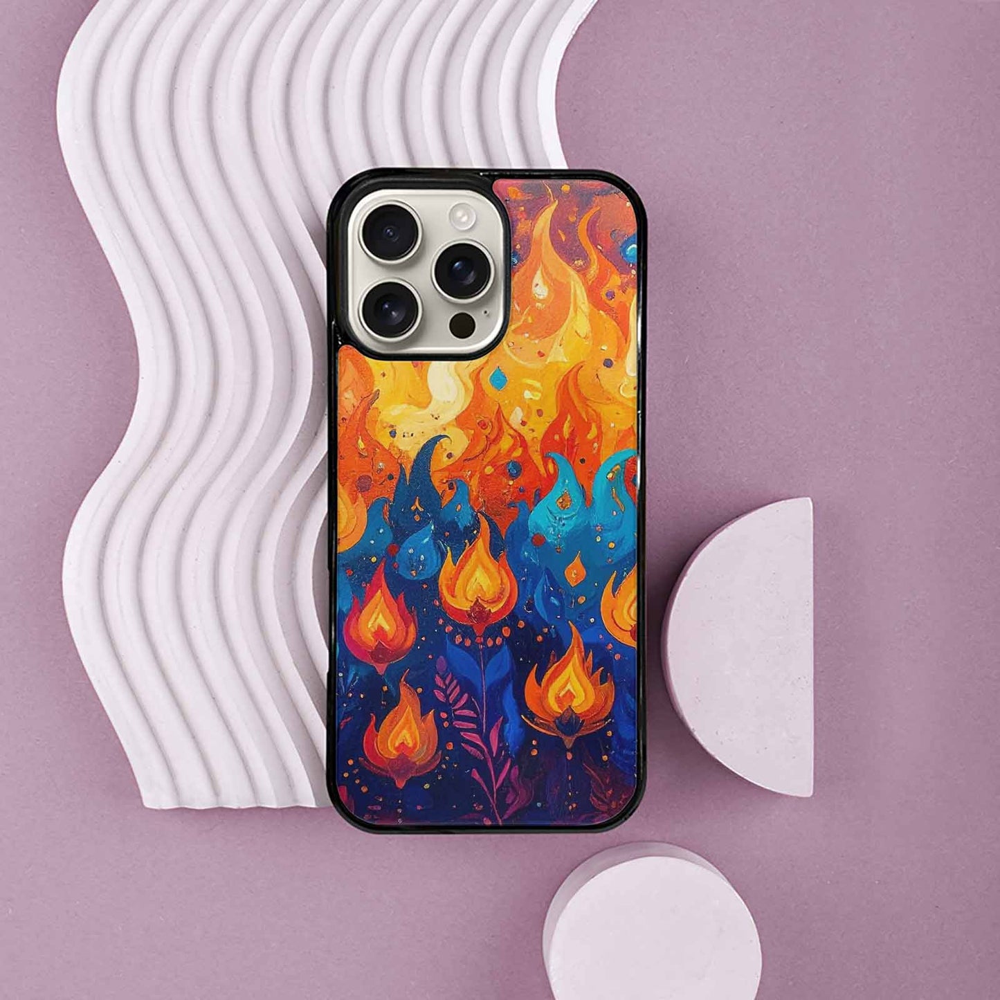iPhone 16 Pro Max Case — Flame Burst Full Color Vibrant Flame, Custom Art Phone Cover