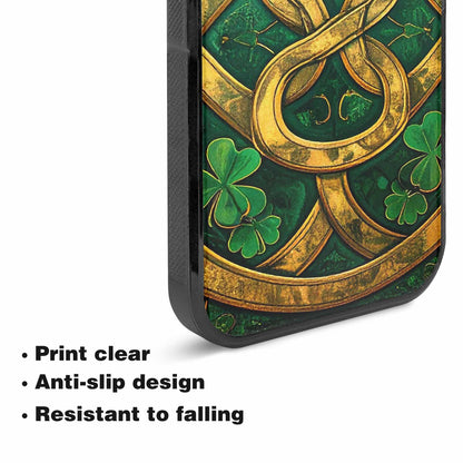 iPhone 15 Case — Irish Celtic Knot Pattern Shamrocks Seamless, Custom Art Phone Cover