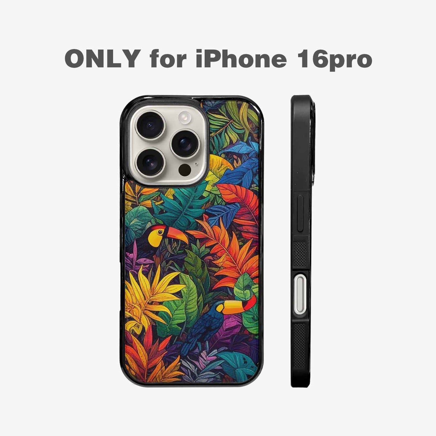 iPhone 16 Pro Case — Toucan Jungle Toucan Jungle Pattern Hundreds, Custom Printed Phone Case