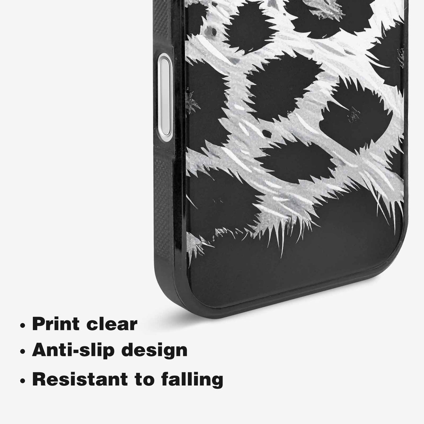 iPhone 16 Plus Case — Leopard Print Black And White Style, Custom Phone Case