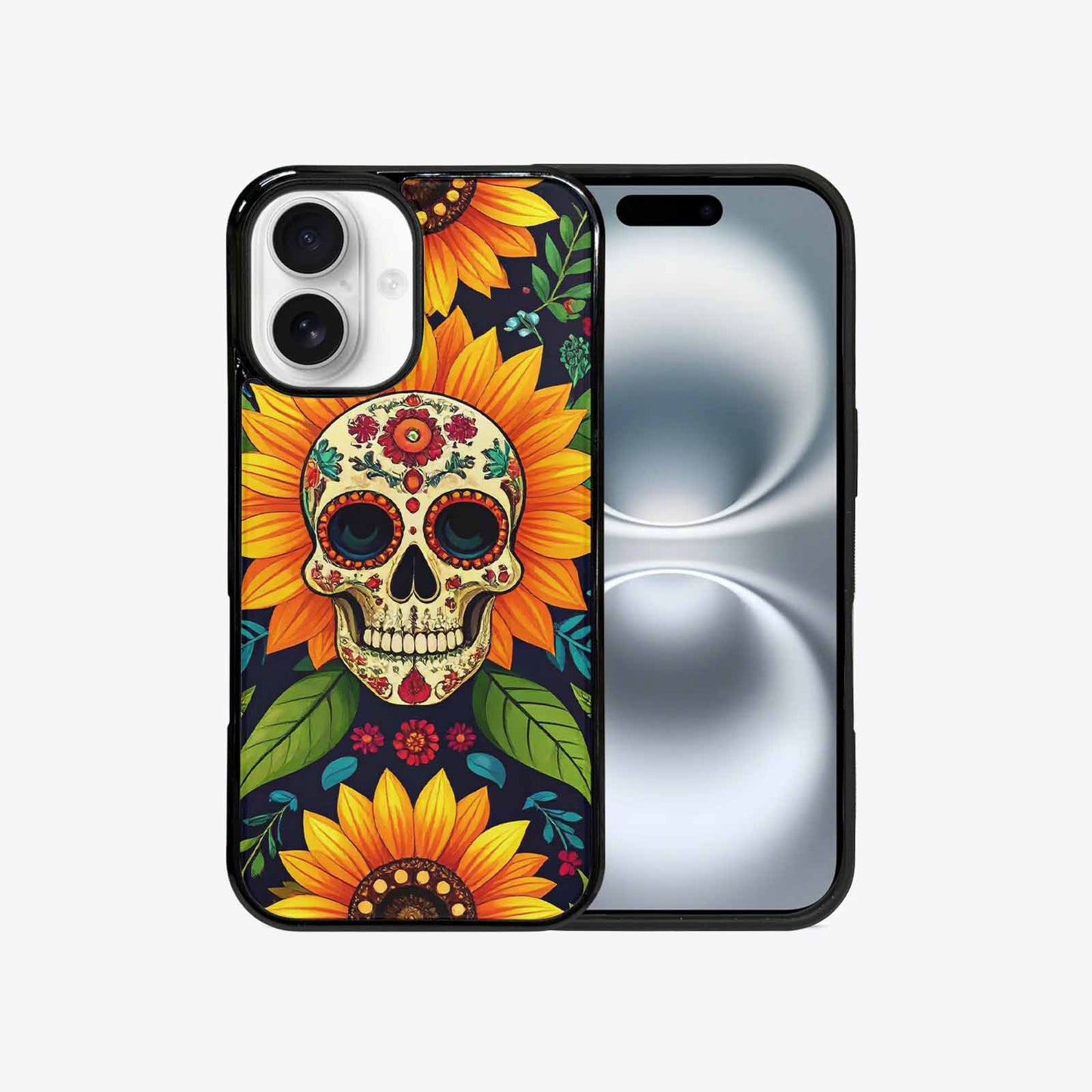 iPhone 16 Case — Sunflowers And Skulls, Customized Protective Case