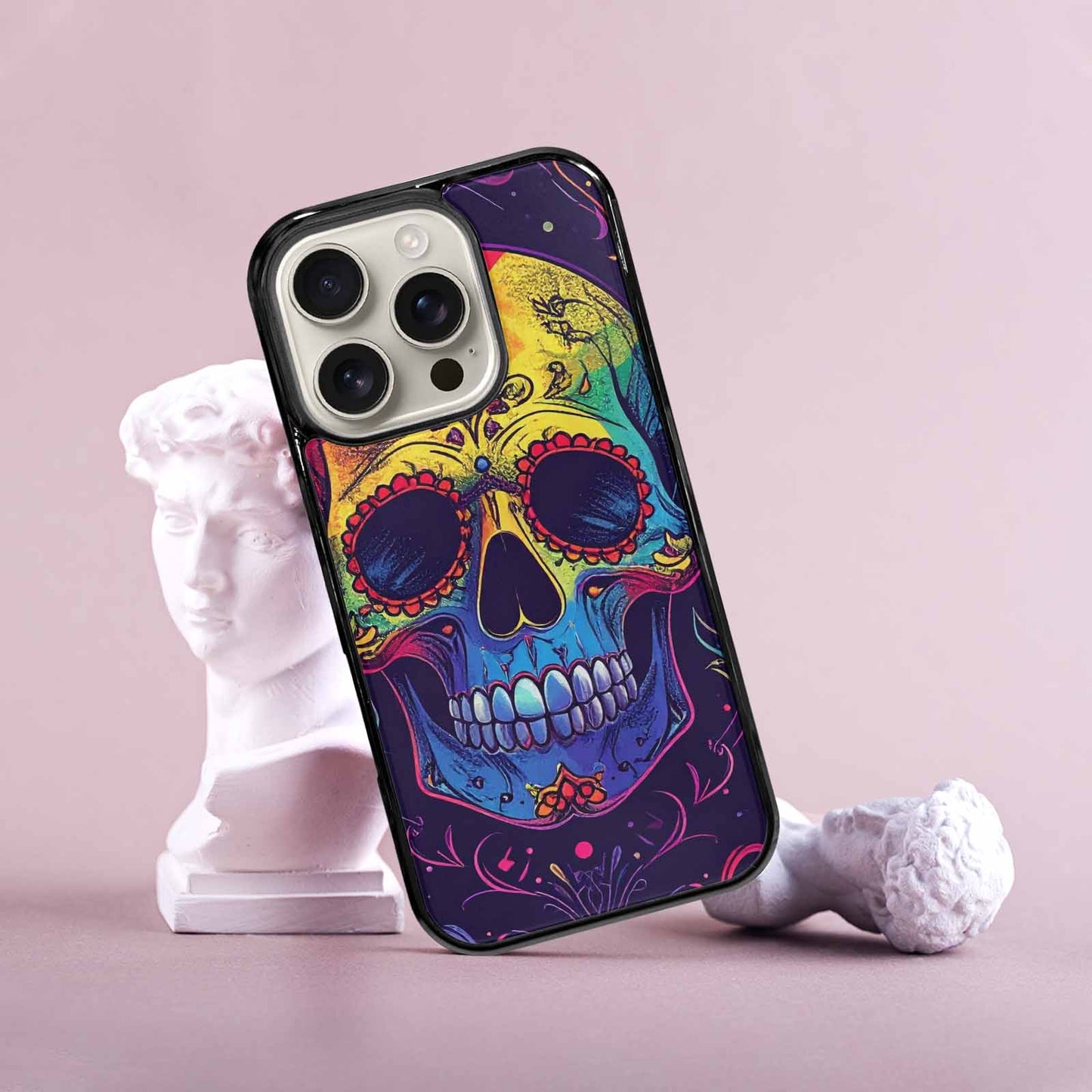 iPhone 16 Pro Case — Pride Flag Skulls Seamless Pattern Vibrant, Custom Designed Case Cover