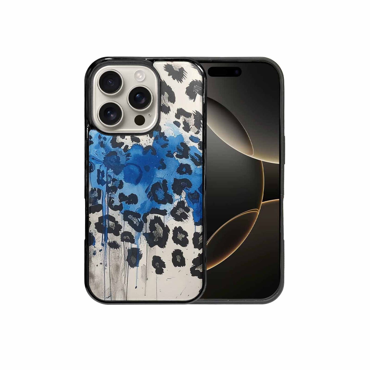 iPhone 16 Pro Case — Animal Print Black Blue Ink Animal, Custom Made Phone Cover