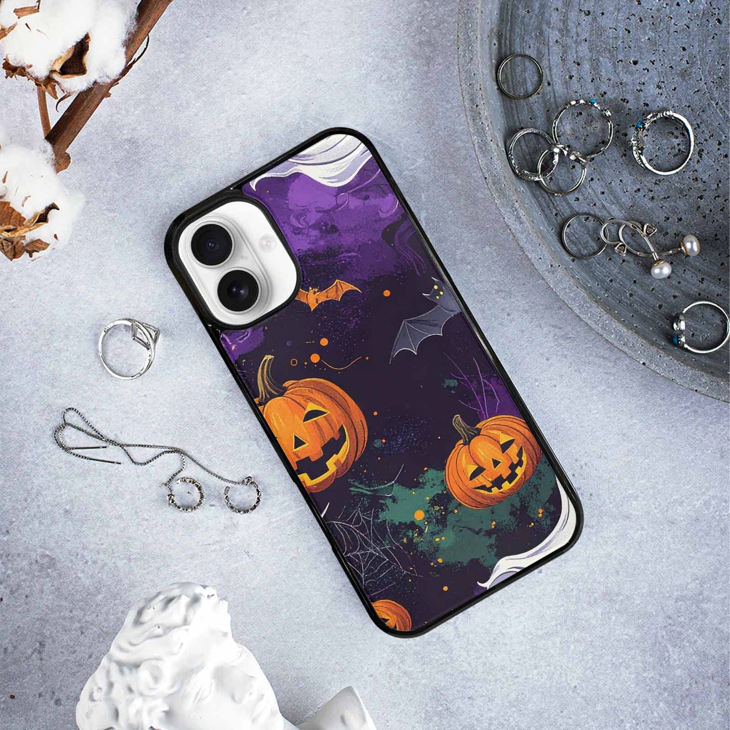 iPhone 16 Plus Case — Halloween Art Print Edge To Edge, Custom Printed Phone Case
