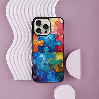 iPhone 16 Pro Max Case — Autism Puzzle Pieces Puzzle Piece Pattern, Custom Print Case Cover