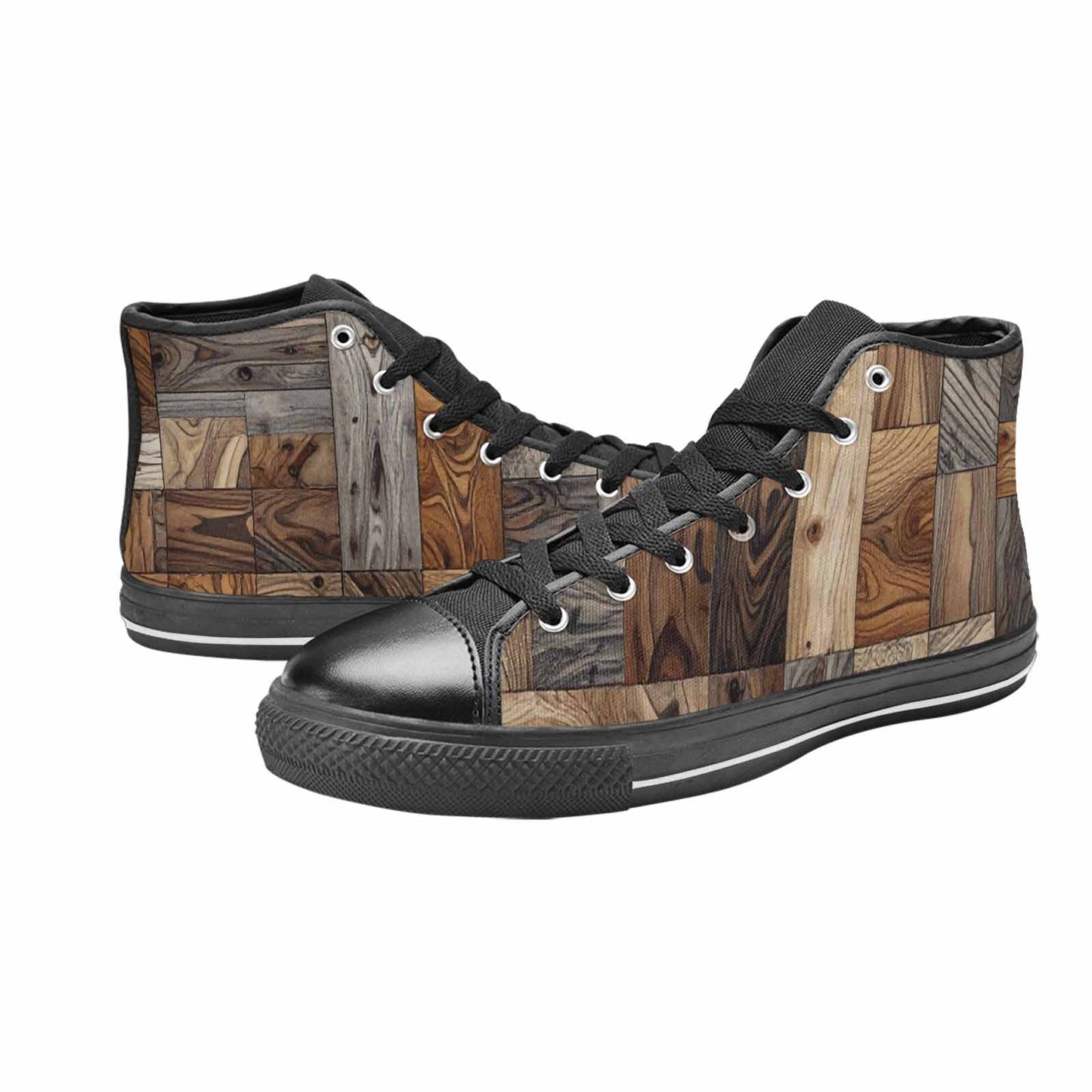 WOMEN'S Wood Grain Texture High Top Canvas Wallpaper Art Custom Sneakers