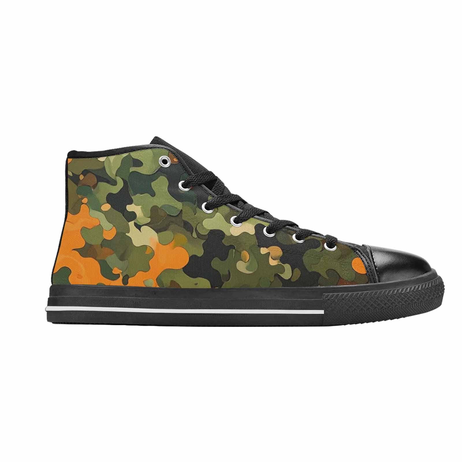 WOMEN'S Military Camouflage Blotch High Top Canvas Vibrant Chaos Custom Sneakers