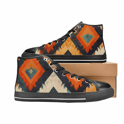 MEN'S Southwestern Geometric Diamond High Top Canvas Vibrant Chaos Shoes