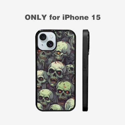 iPhone 15 Case — Zombie Head Pattern Hundreds Of Small, Custom Phone Case