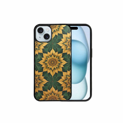 iPhone 15 Plus Case — Sunflower Mandala Kaleidoscope Custom, Custom Phone Case